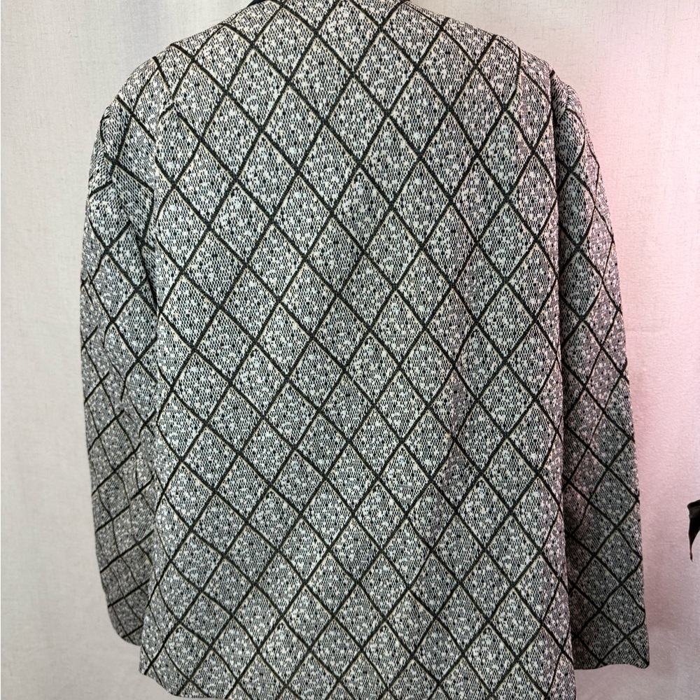 Henry Lee Black White Textured Jacket Open Front Blazer Women’s | See Pics 4 sz - Picture 3 of 5
